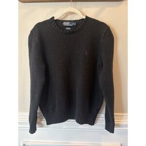 Polo Ralph Lauren Large Black Linen Cotton Sweater Men's 1990's